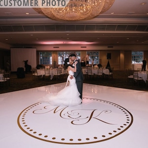 Wedding Dance Floor Circle Monogram Vinyl Decal Removable for Custom Personalized Wedding Decor
