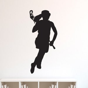 Girl Lacrosse Silhouette Sports - Wall Decal Custom Vinyl Art Stickers