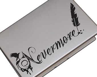 Edgar Allan Poe Nevermore Raven Decal - Wall Decal Custom Vinyl Art Stickers for Homes, Electronics, Schools, Libraries, Offices, Interiors