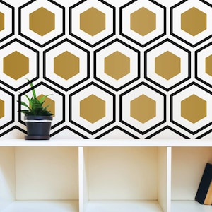 Hexagon Wall Pattern Decal Modern Geometric Art Deco Design - Wall Decal Custom Vinyl Art Stickers for Kids Rooms, Nurseries, Classrooms