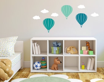 Hot Air Balloons and Clouds Kids Room  - Wall Decal Custom Vinyl Art Stickers