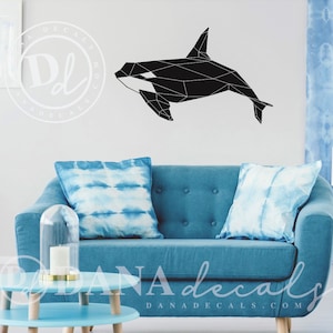 Modern Geometric Killer Whale Orca Decal Sea Animal Decor Removable Wall Art Custom Vinyl Art Stickers for Classrooms, Kids rooms, Bathrooms