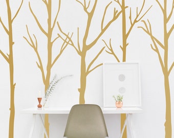 Winter Leafless Trees Silhouettes Forest - Wall Decal Custom Vinyl Art Stickers