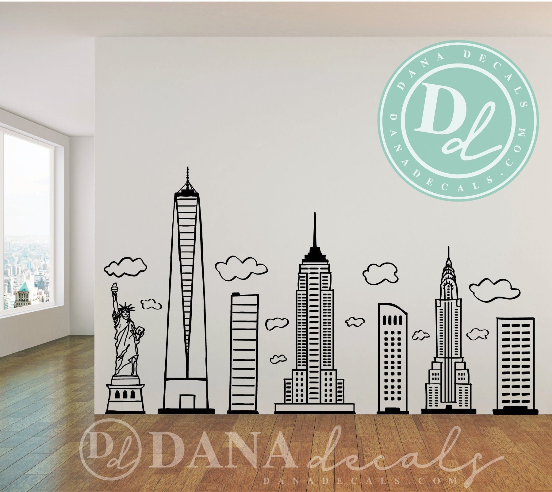 new york skyline silhouette wall decal