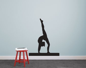 Gymnast Walkover Hand-stand Silhouette Sports - Wall Decal Custom Vinyl Art Stickers