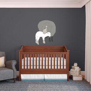 Mom Sheep and Baby Lamb Cuddle -Wall Decal Custom Vinyl Art Stickers