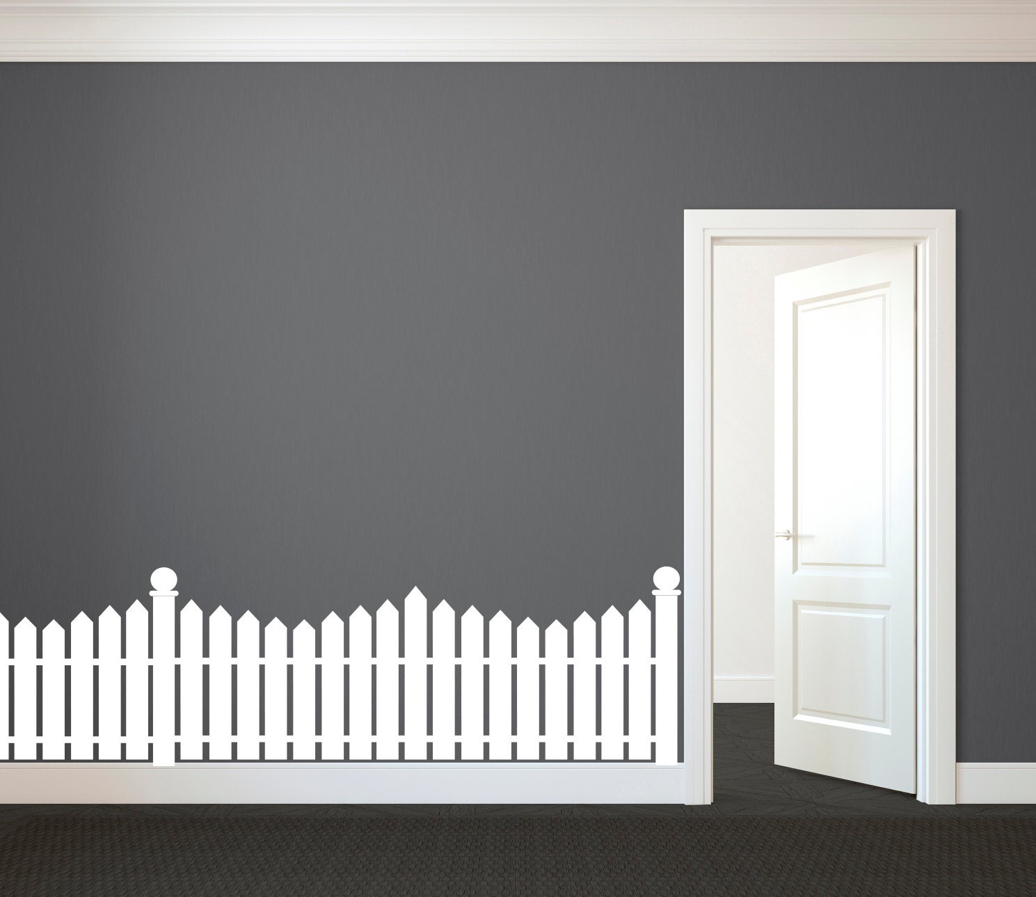White Picket Fence Wall Decal Custom Vinyl Art Stickers for Etsy