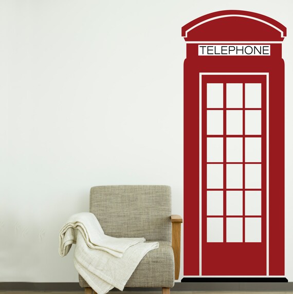 UK RED TELEPHONE BOX Wall Art Sticker