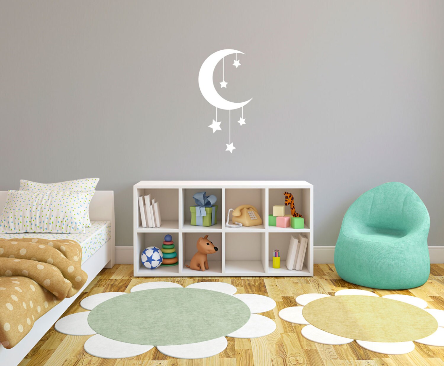 Moon and Stars Vinyl Wall Decal – Nursery Kids Room Decor - Etsy