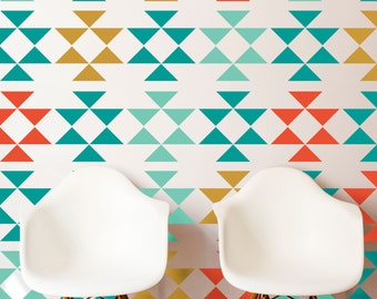 Mid Century Modern Triangle Wall Decal - Tribal Art Stickers