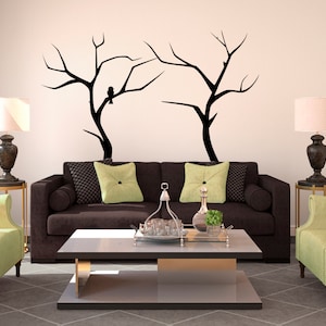 Leafless Winter Trees With Bird - Wall Decal Custom Vinyl Art Stickers