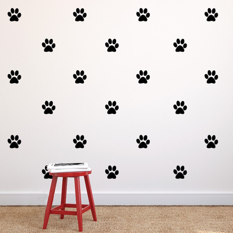 Paw Print Repeatable Pattern Vinyl Wall Decals Dog Paw Prints Removable Stickers Pattern for Veterinary Clinics, Vets, Pet Stores, Groomers image 2