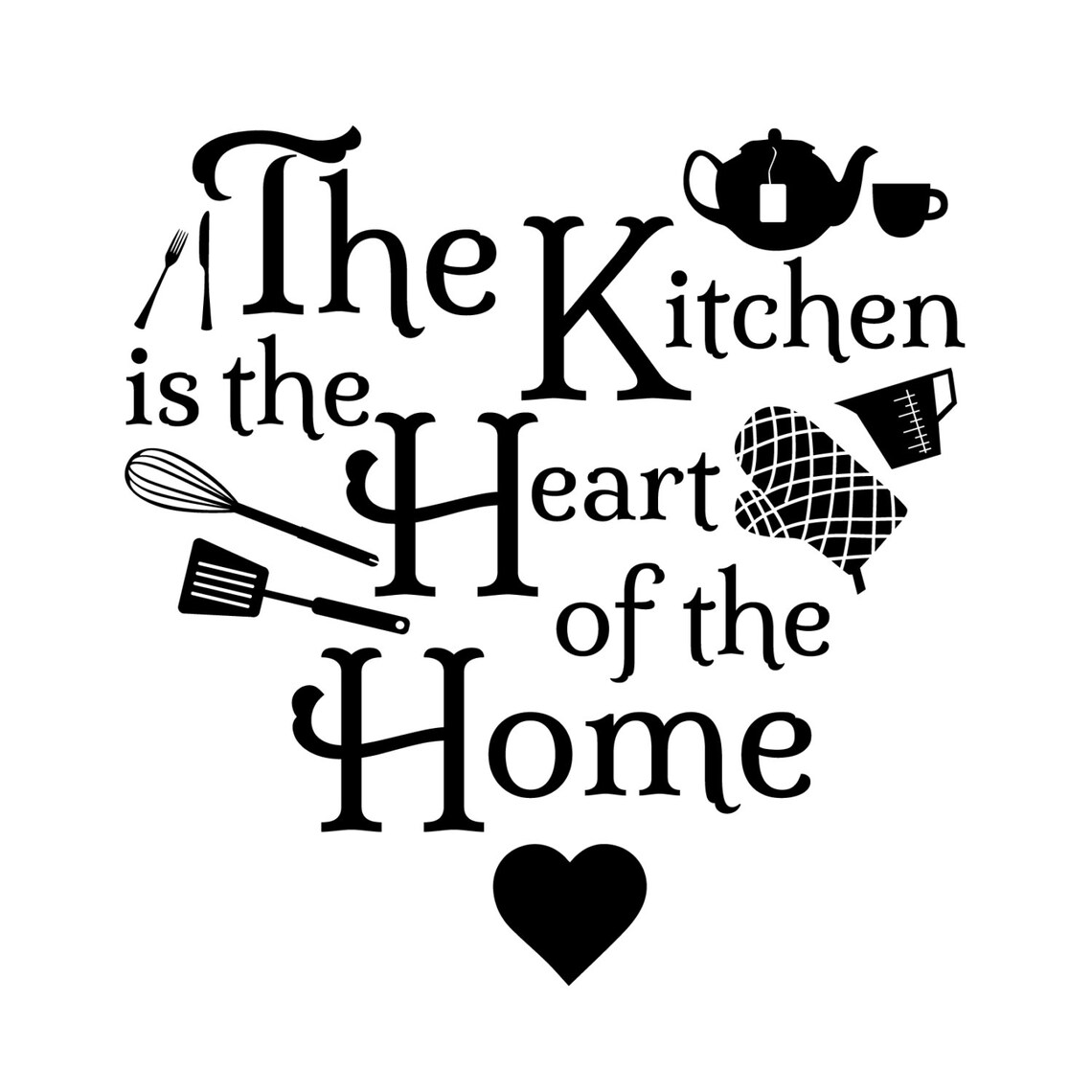 Kitchen Heart Home Icons Quote Wall Decal Custom Vinyl Art Etsy