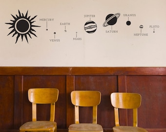 Educational Solar System Decals for Classroom or Homeschool - Wall Decal Custom Vinyl Art Stickers
