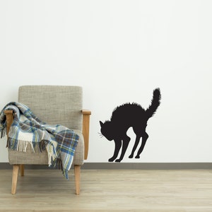 Angry Arched Halloween Black Cat - Wall Decal Custom Vinyl Art Stickers ...