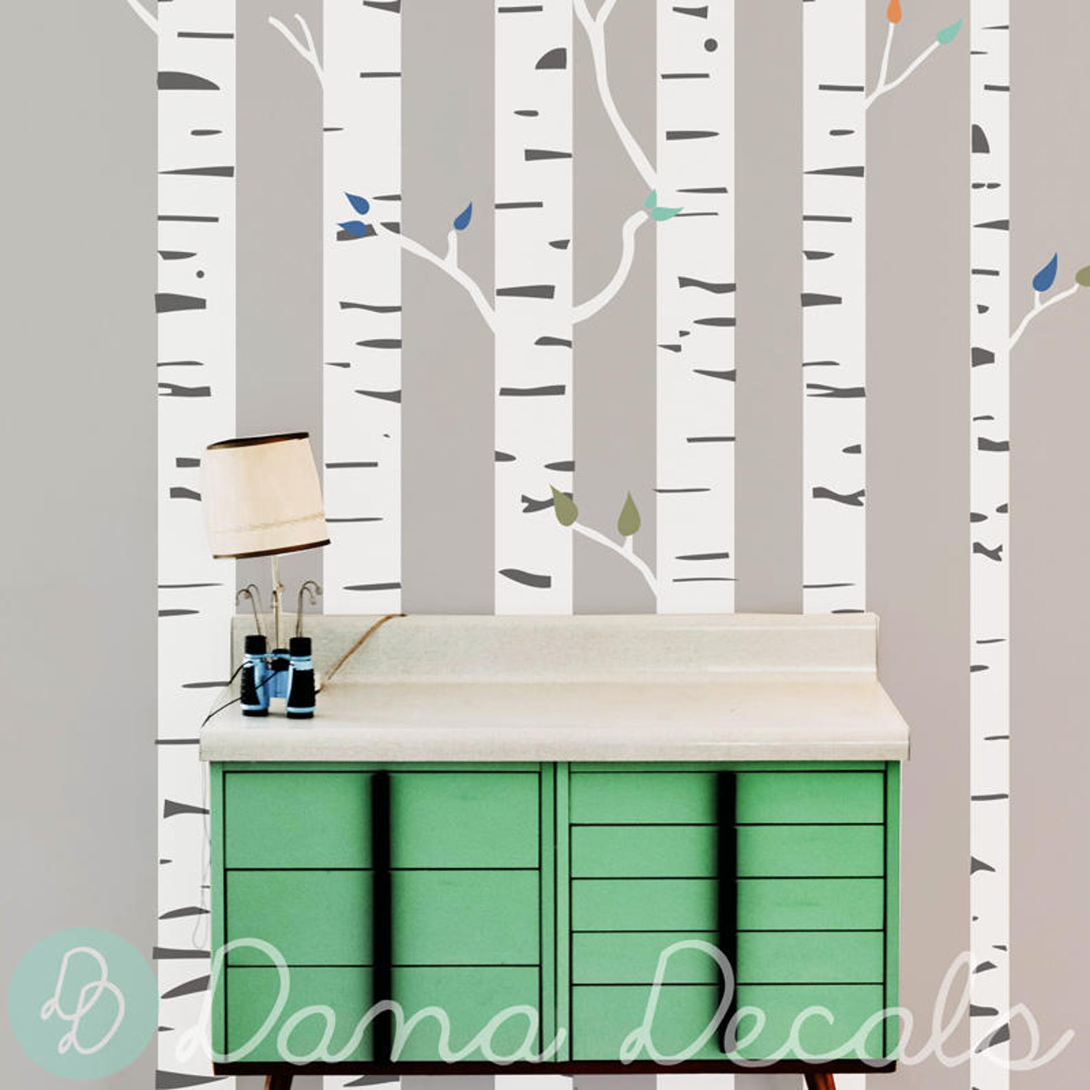 Colorful Birch Trees Nursery Wall Decals Wall Decal Etsy