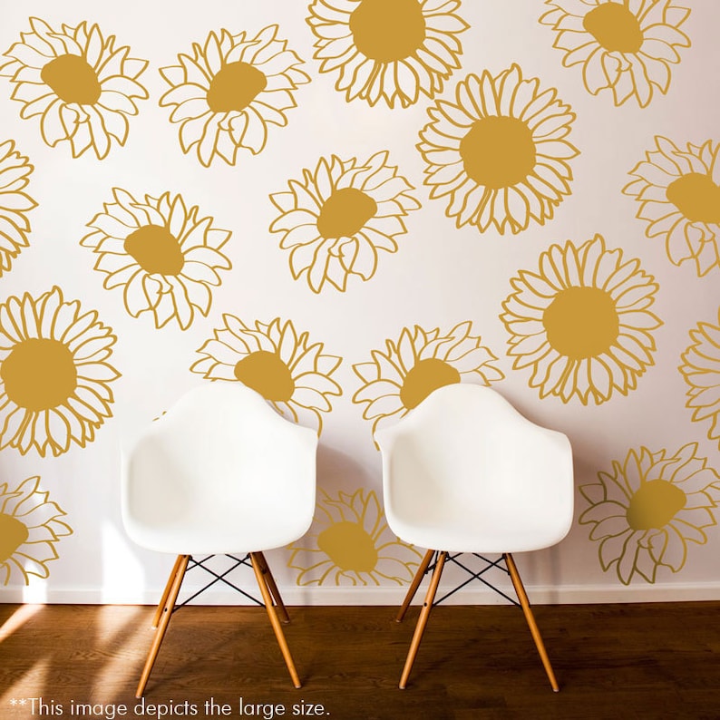 Large Sunflower Wall Pattern Decal Wall Decal Custom Vinyl Art Flower Stickers for Nurseries, Living Rooms, Bedrooms, Kids Rooms, Schools image 2