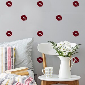 Kiss Lips Pattern Cute Romantic Lips Wall Art Vinyl Decal Kiss Pattern for Dorms, Bedrooms, Offices image 3