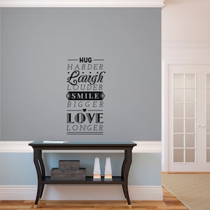 Laugh Smile Love Life Inspirational Typographic Design Quote - Wall Decal Custom Vinyl Art Stickers