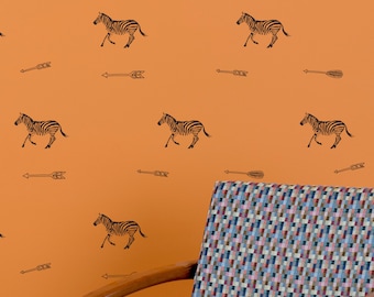 Zebra Arrow Pattern - Animal Decor - Wall Decal Custom Vinyl Art Stickers for Nurseries, Schools, Homes, LIbraries