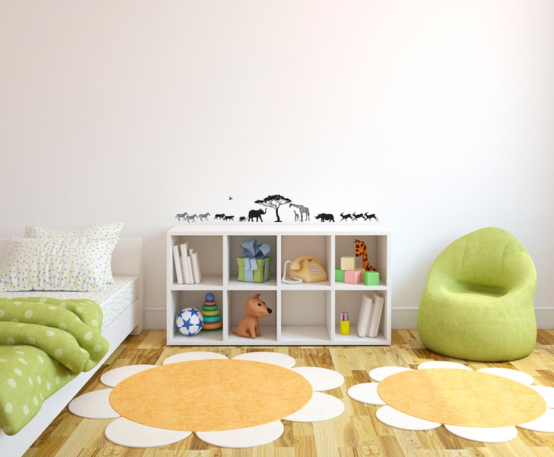 Safari Scene Silhouette Wall Decal Custom Vinyl Art Stickers Etsy
