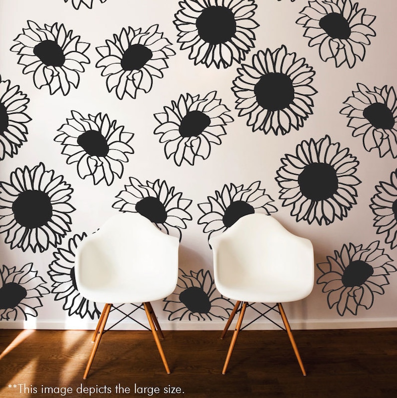 Large Sunflower Wall Pattern Decal Wall Decal Custom Vinyl Etsy