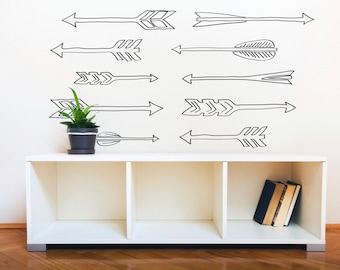 Calcomanía de pared con flechas estilo doodle: vinilos decorativos para habitación infantil
