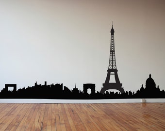 Paris Skyline Wall Decal – France Travel Art, Matte Vinyl Sticker