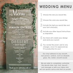 Wedding Menu Typography Sign - Wall Decal Custom Vinyl Art Stickers