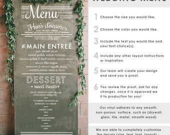 Wedding Menu Typography Sign - Wall Decal Custom Vinyl Art Stickers