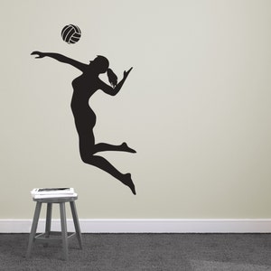 Volleyball Player Spiking Silhouette Sports - Wall Decal Custom Vinyl Art Stickers