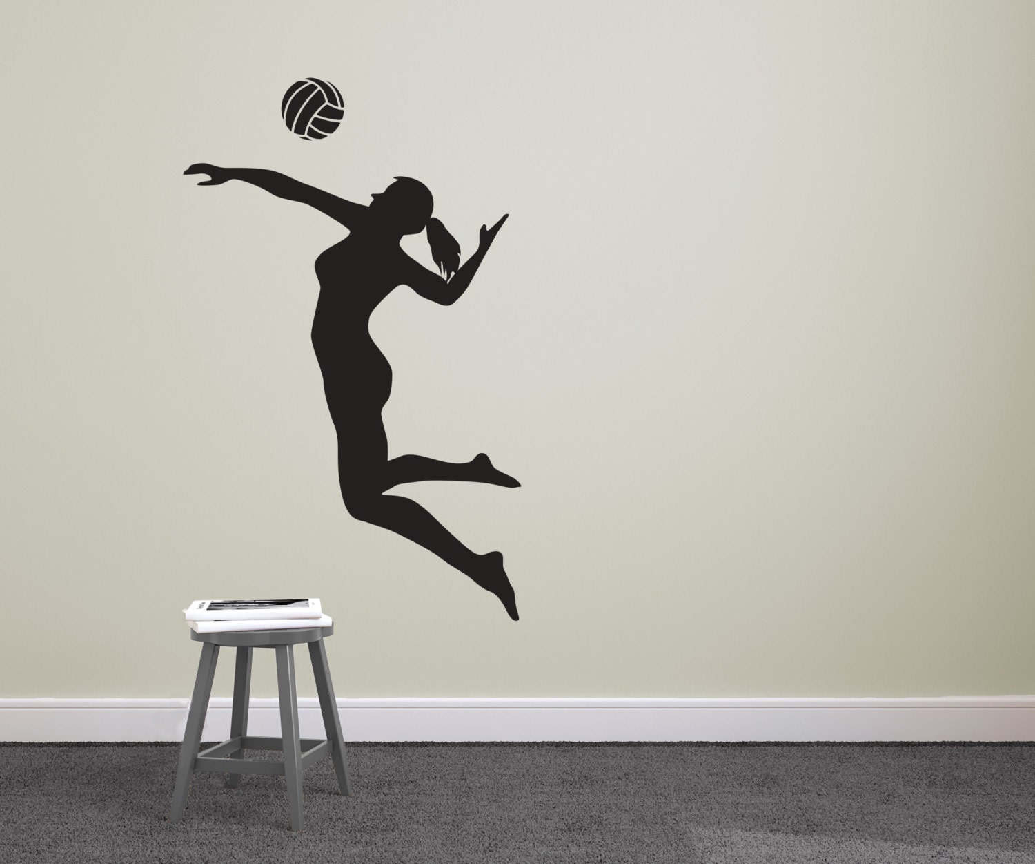 Joueur de volley-ball Spiking Silhouette Sports Autocollants dart vinyle  personnalisé Wall Decal -  Canada