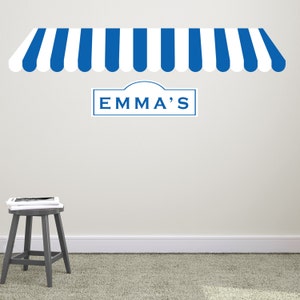 Shop Awning Sign Personalized Playroom Backdrop - Wall Decal Custom Vinyl Art Stickers