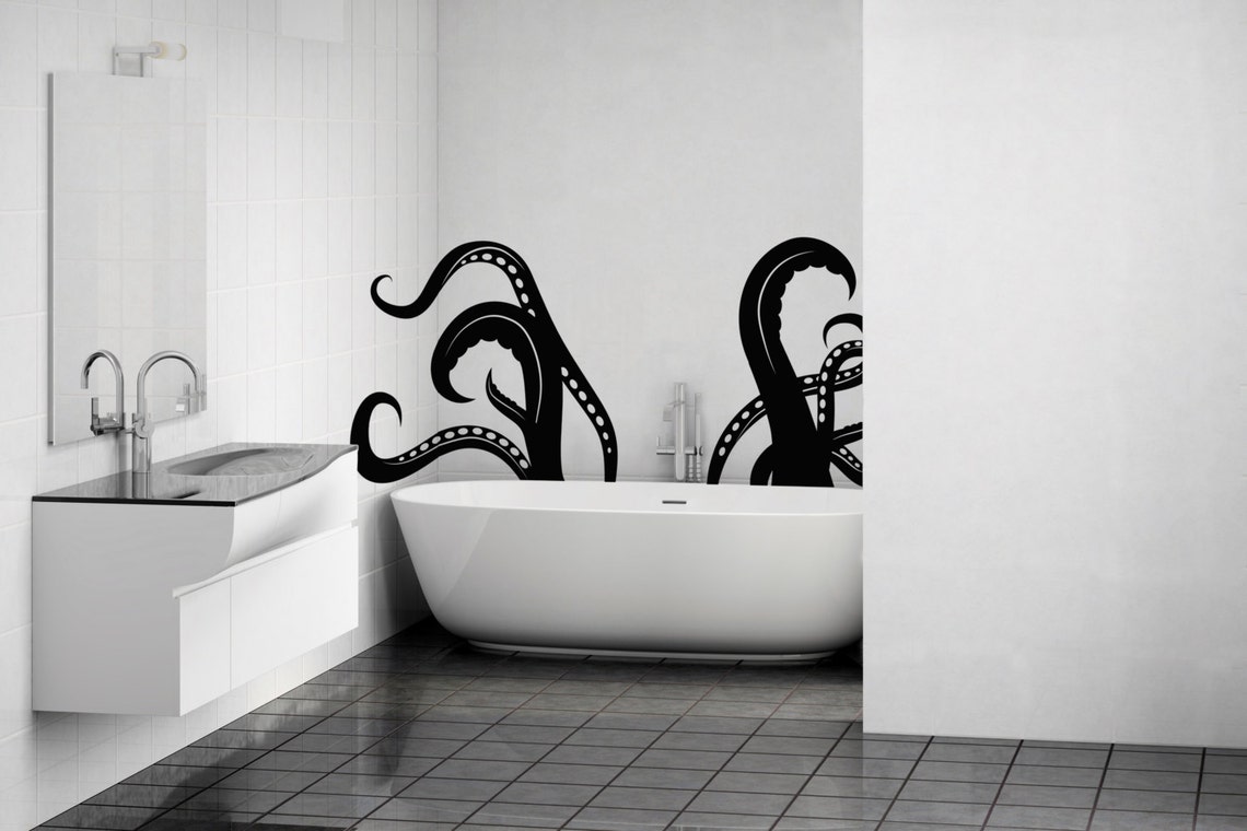 Octopus Tentacles - Dramatic Ocean Animal Bathroom Decor Vinyl Wall Art ...