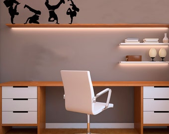 Break Dancers Silhouette - Wall Decal Custom Vinyl Art Stickers