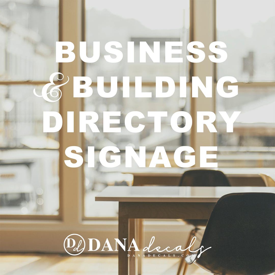 Custom Business Building Directory Signage - Window Sticker Vinyl ...