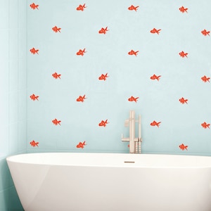 Goldfish Wall Pattern Decals - Wall Decal Custom Vinyl Art Stickers for Kids Rooms, Bathrooms, Nurseries, Homes