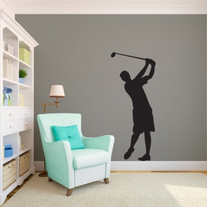 Guy Golfer Swing Silhouette Sports - Wall Decal Custom Vinyl Art Stickers