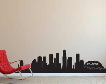 Los Angeles LA Hollywood City Skyline Silhouette  - Wall Decal Custom Vinyl Art Stickers