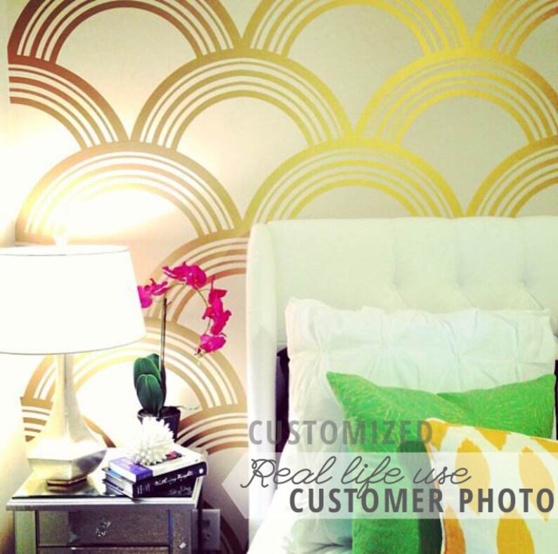 Art Deco Scallop Pattern Decal Wall Decal Custom Vinyl Art Etsy