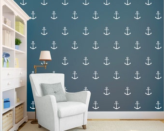 Anchor Nautical Wall Pattern Decal - Wall Decal Custom Vinyl Art Stickers for Kids Rooms, Bathrooms, Classrooms, Offices