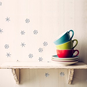 Tiny Holiday Snowflakes Cluster -Wall Decal Custom Vinyl Art Stickers