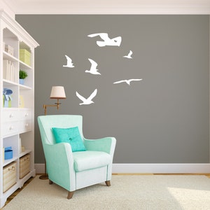 Möwen Flock fliegende Sihlouettes - Wandtattoo benutzerdefinierte Vinyl Kunst Aufkleber