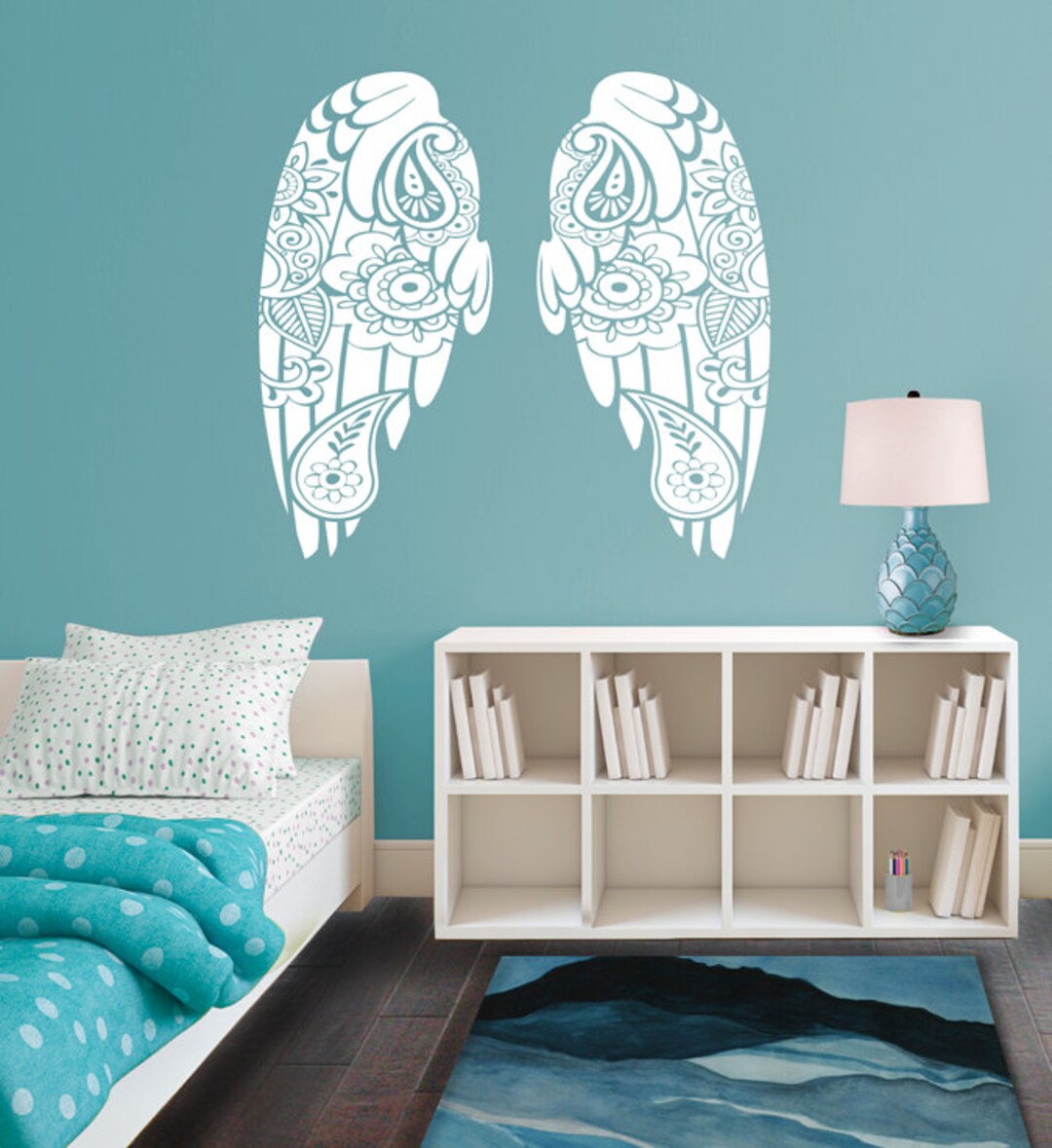 Patterned Angel Wings Wall Decal – Paisley or Floral Vinyl Art - Etsy