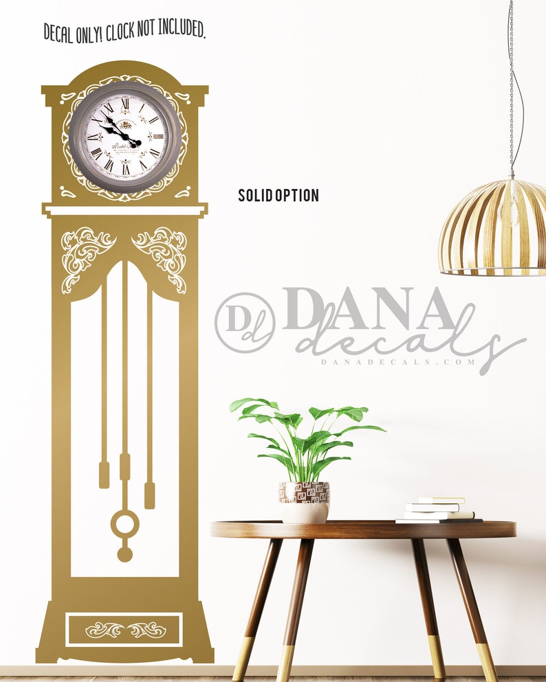 Detailed Antique Grandfather Clock Flat Vinyl Wall Decal Wall Decor Custom Vinyl Art Stickers Outlined or Solid Design, Doodled Design image 4