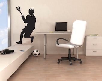 Guy Lacrosse Silhouette Sports - Wall Decal Custom Vinyl Art Stickers