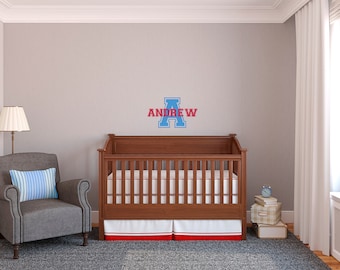 Personalized Wall Decal Custom Vinyl Art Stickers - Personalized Varsity Monogram