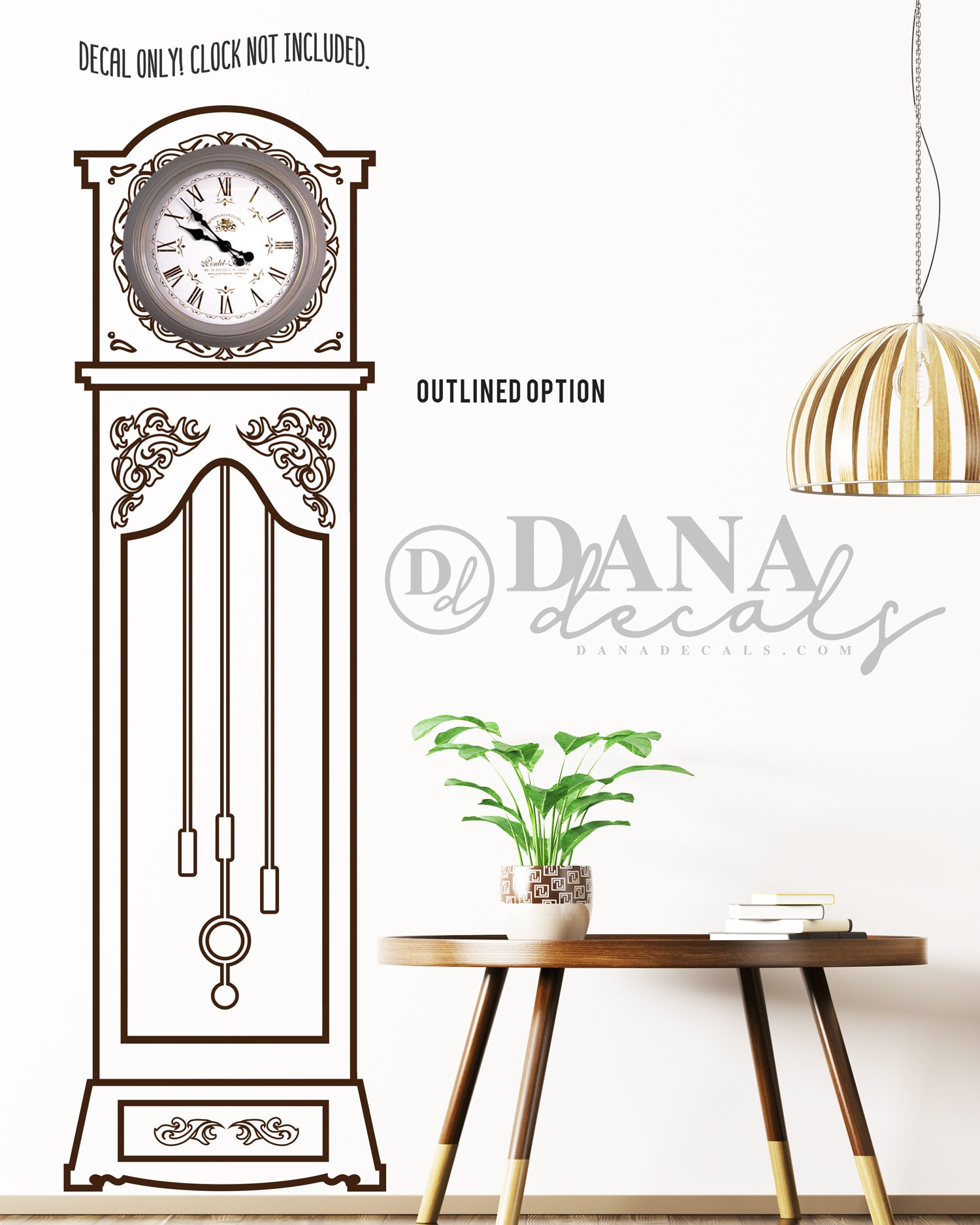 Detailed Antique Grandfather Clock Flat Vinyl Wall Decal Etsy