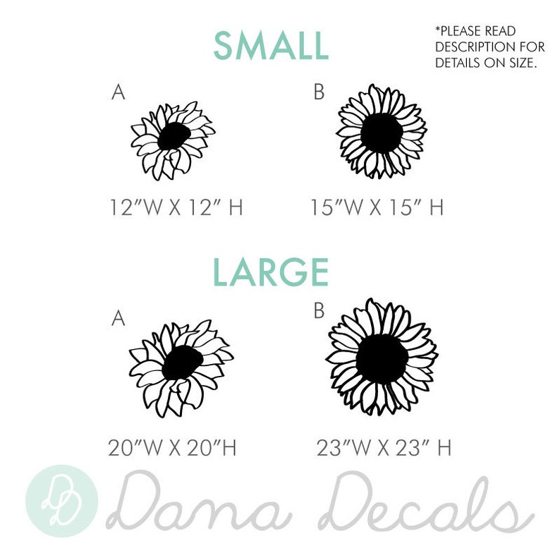 Large Sunflower Wall Pattern Decal Wall Decal Custom Vinyl Art Flower Stickers for Nurseries, Living Rooms, Bedrooms, Kids Rooms, Schools image 3