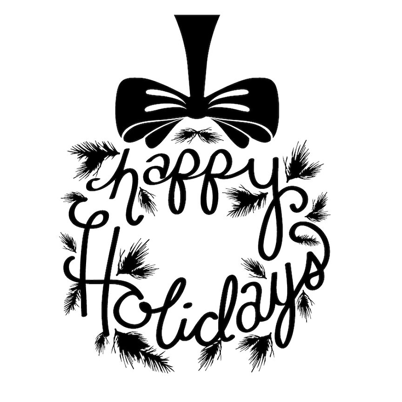Happy Holidays Wreath Wall Decal Custom Chalkboard Vinyl Art | Etsy